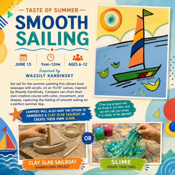 Smooth Sailing June 15th 9-12pm Taste of Summer Mini Art Camp
