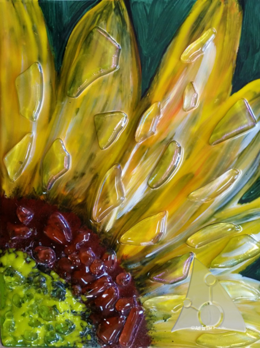 Glass Fused Sunflower Panel